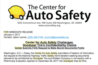 The Center for Auto Safety called for the release of documents related to the G159 in early January.